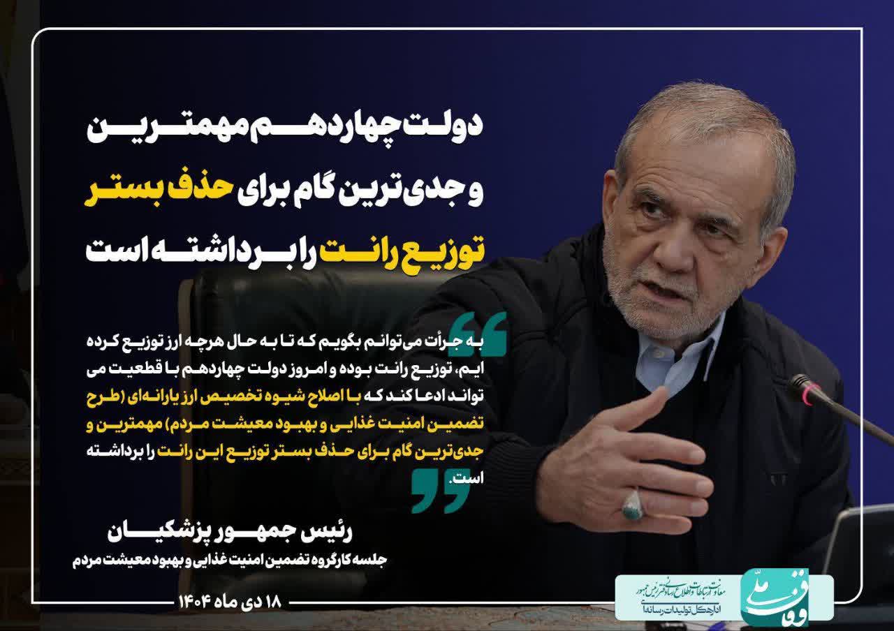 دکتر پزشکیان: دولت چهاردهم مهمترین و جدی‌ترین گام برای حذف بستر توزیع رانت را برداشته است