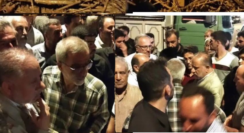حضور فرماندار  خوی  در بین اهالی روستای گوهران و بازدید از سیلاب