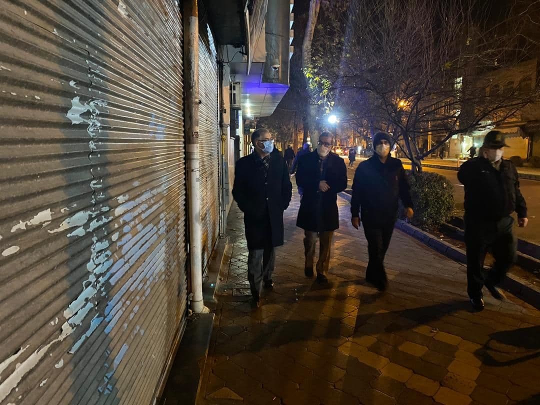 بازدید فرماندار و رئیس شورای هماهنگی، پیشگیری و مبارزه با کرونا شهرستان خوی از اجرای طرح محدویت های کرونایی و شب یلدا