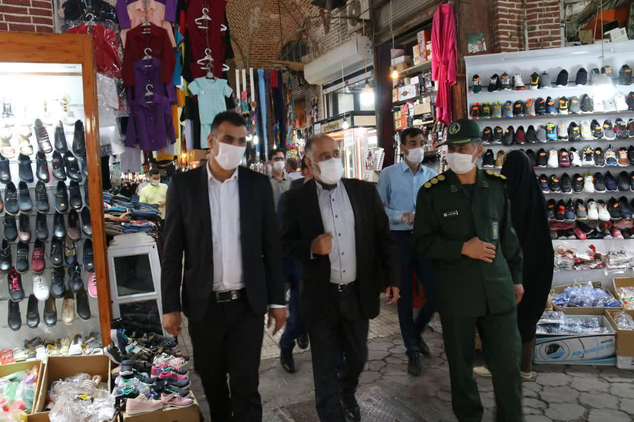 بازدید فرماندار شهرستان خوی از از نحوه اجرای پروتکل های بهداشتی در بازار و واحدهای صنفی